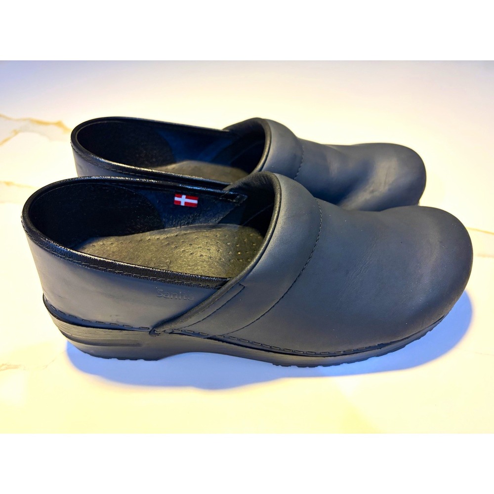 Sanita The Original Danish Clogs Women's Black Leather Slip-On Comfort EU 41
